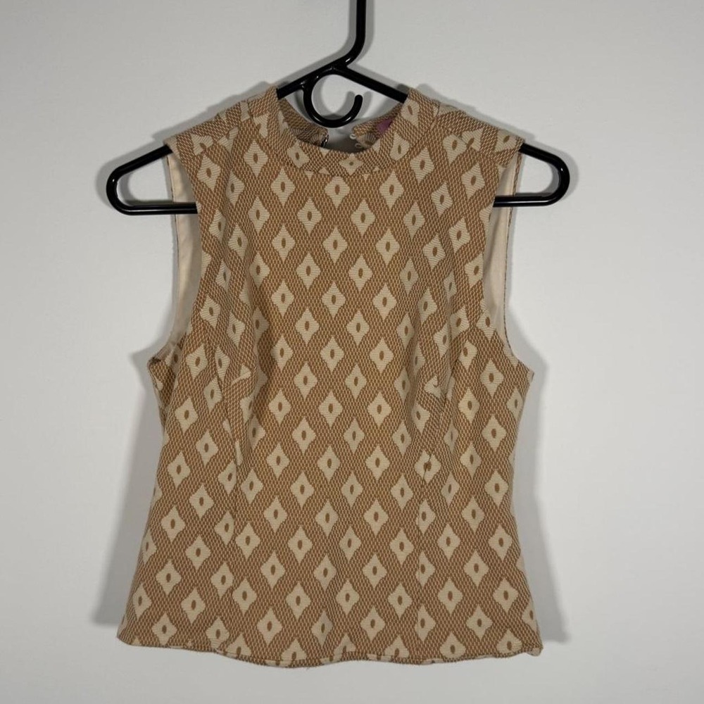 Eva Franco cream and tan patterned sleeveless